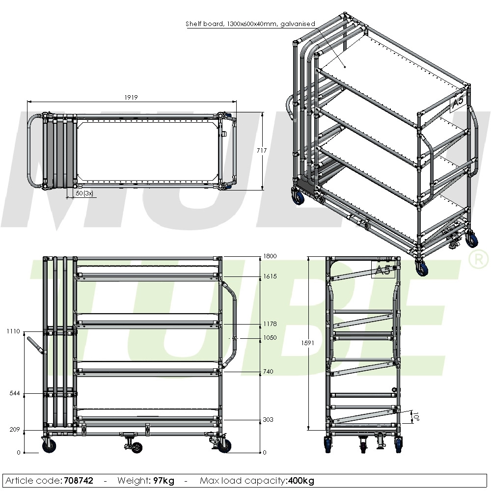 Order picking trolley with part for plates | 708742