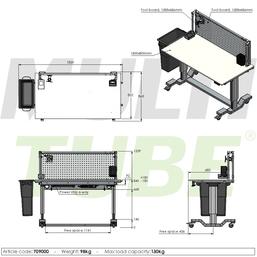 Adjustable packing table | 709000