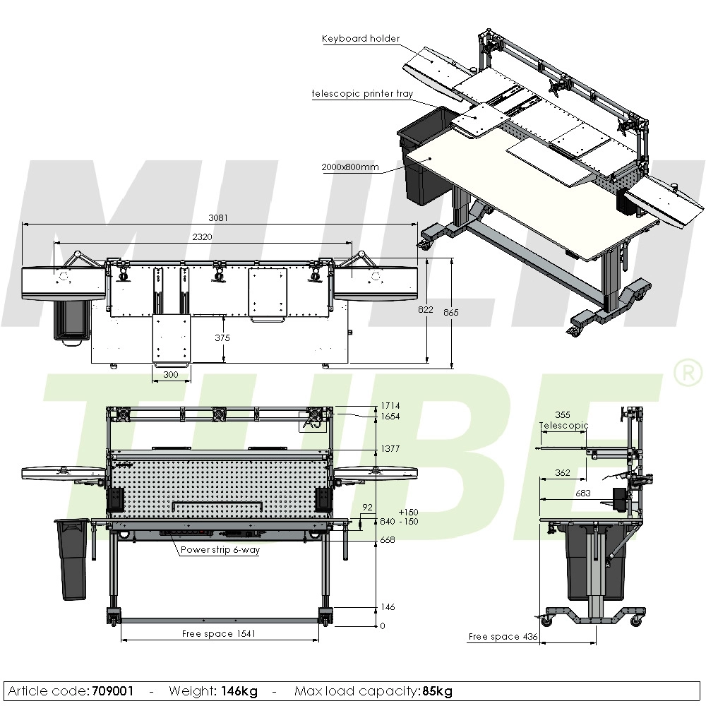 Adjustable packing table | 709001