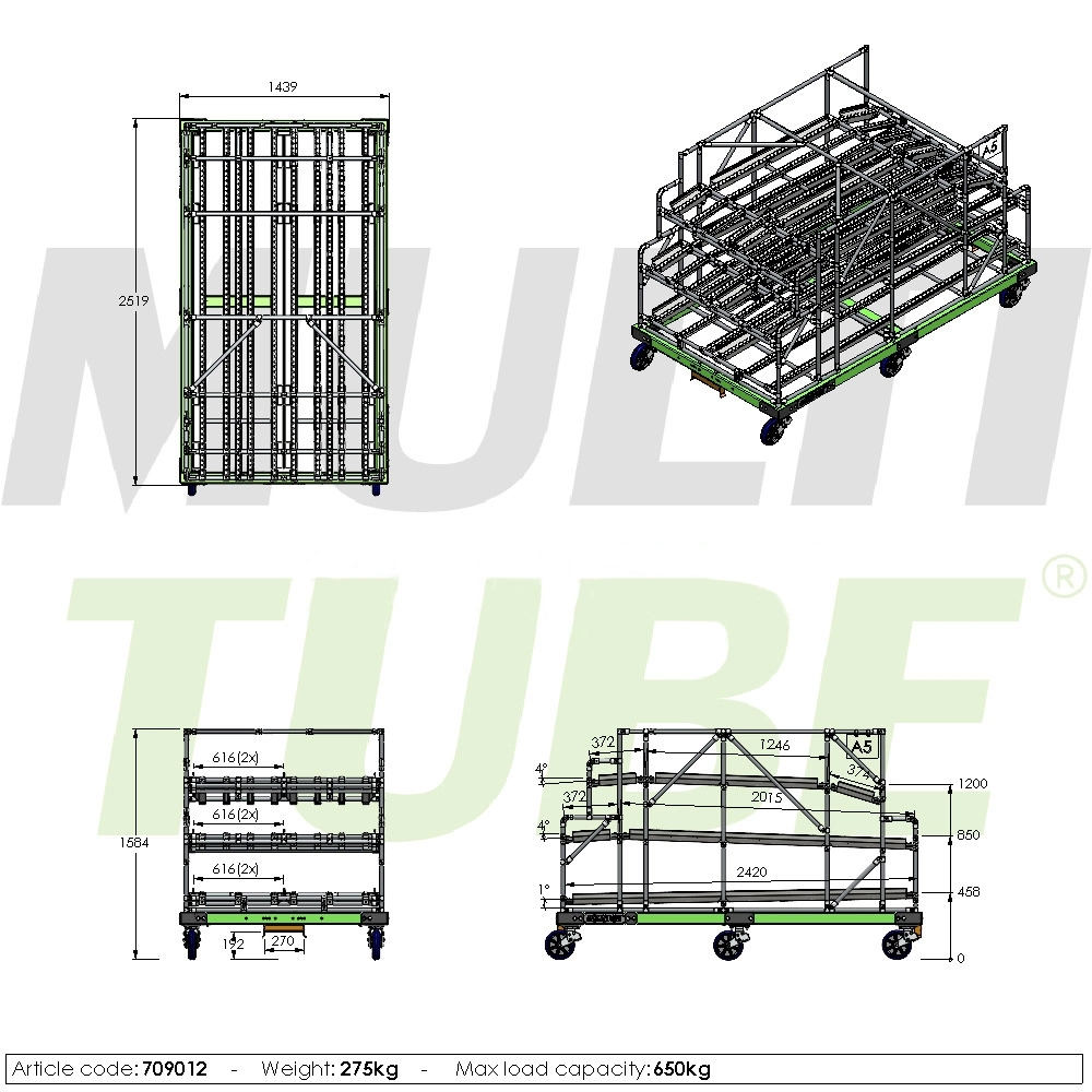 Flow rack, heavy-duty crates | 709012