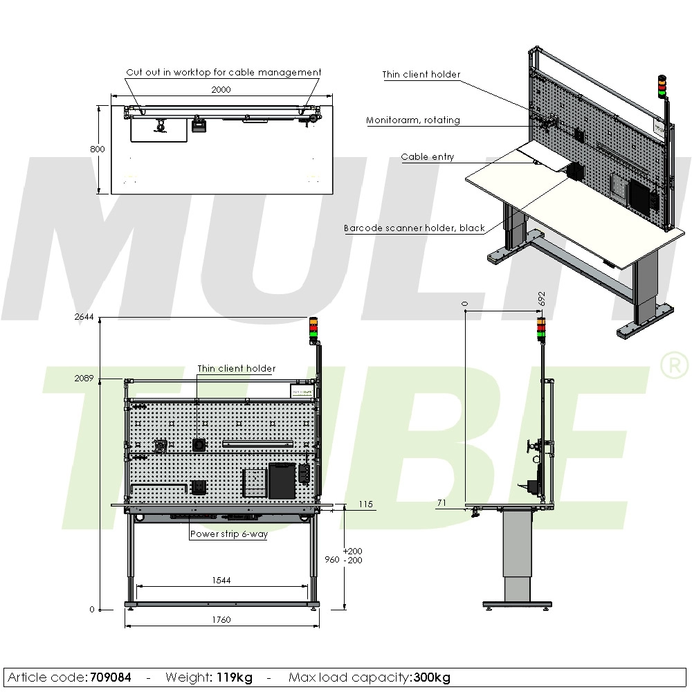 In hoogte verstelbare werktafel | 709084