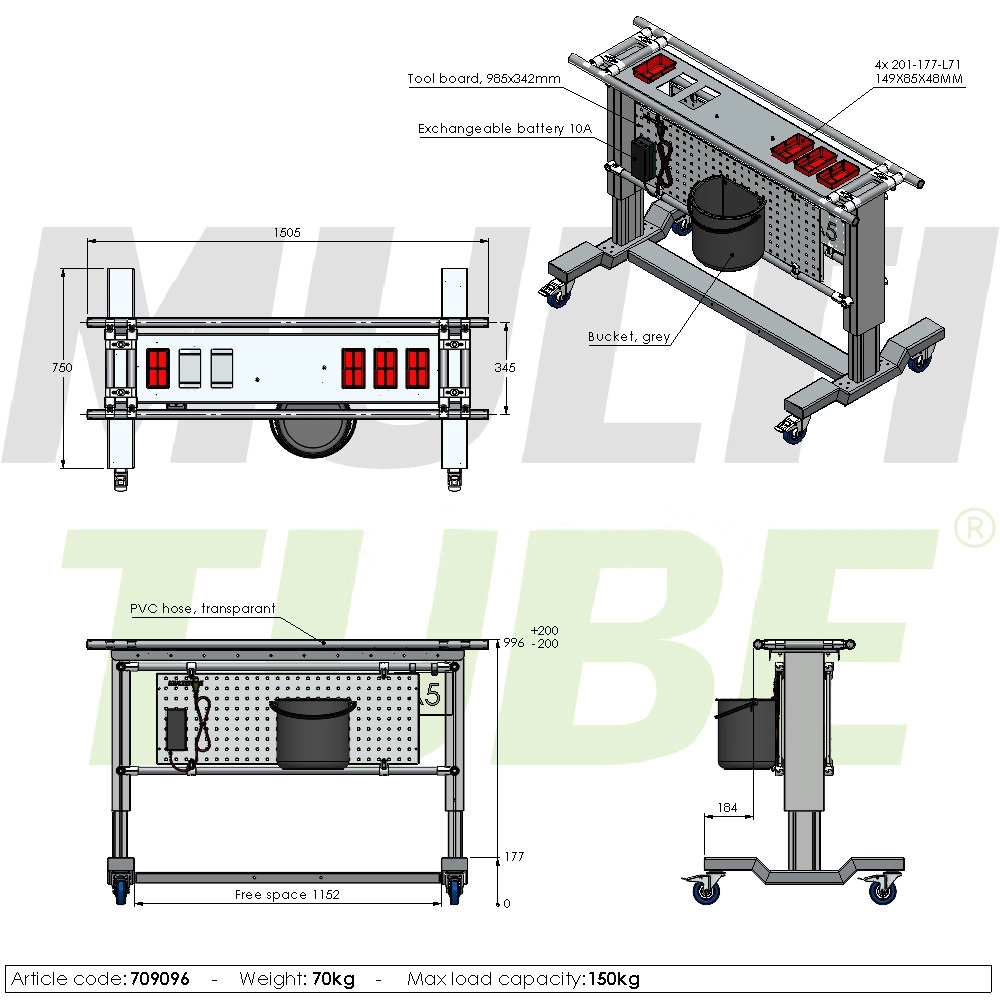 Regulowany stół roboczy | 709096