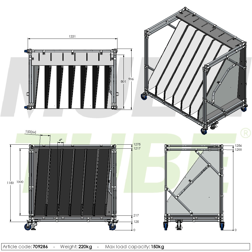 Wytrzymały wózek na płyty | 709286