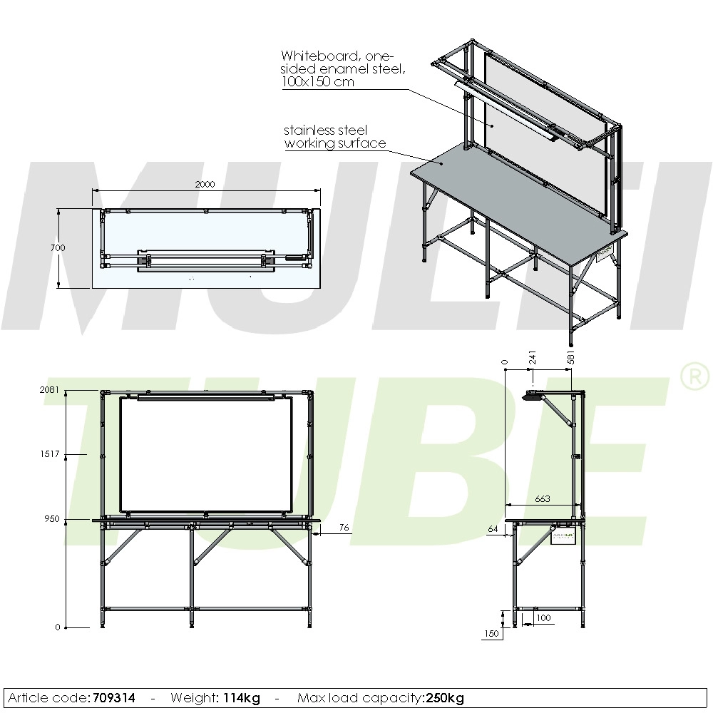 Werktafel met RVS topper | 709314