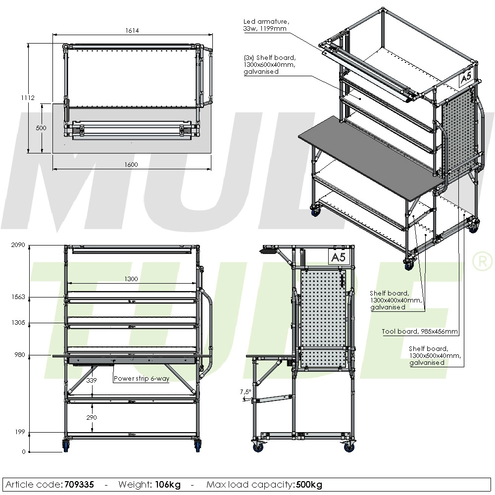 Mounting table with bores | 709335