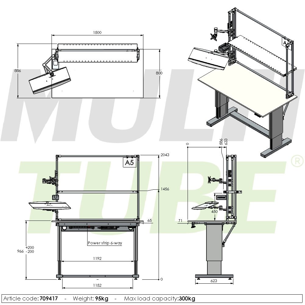 Elektrycznie regulowana stacja robocza | 709417