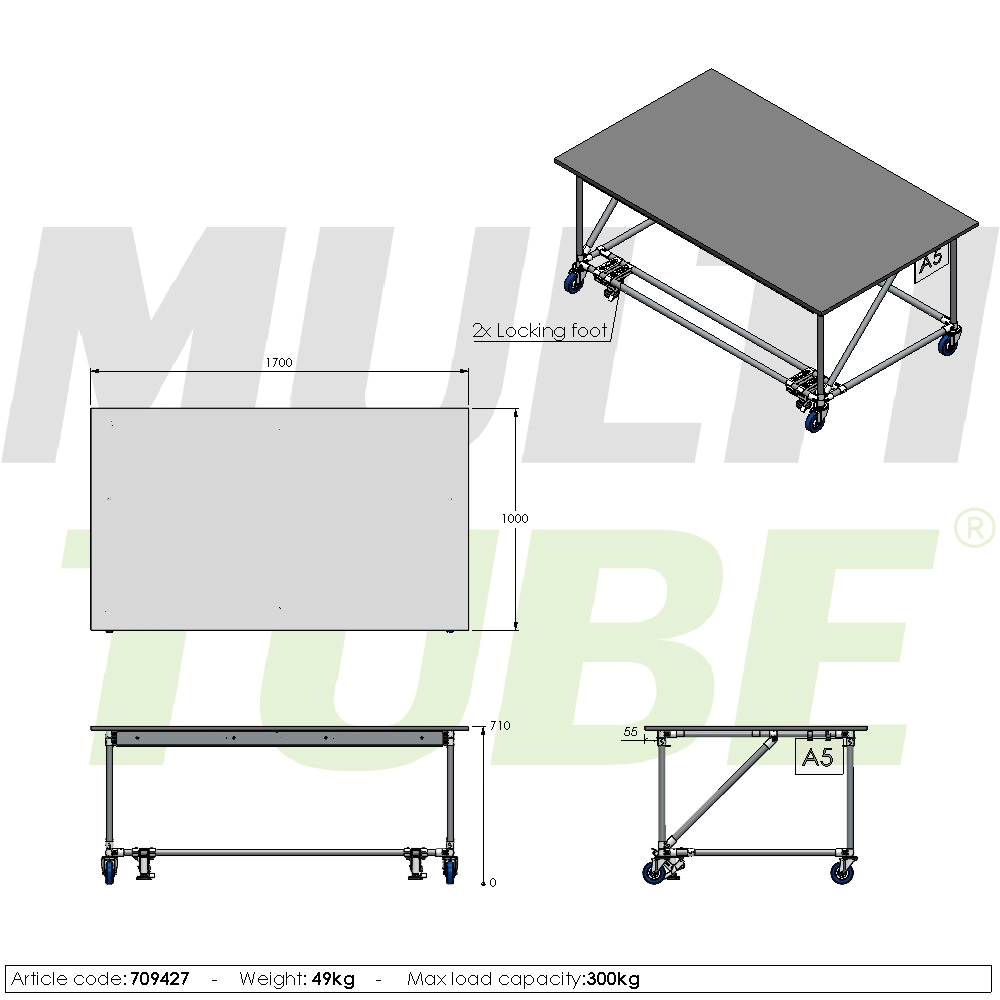 Vlakke mobiele werktafel | 709427