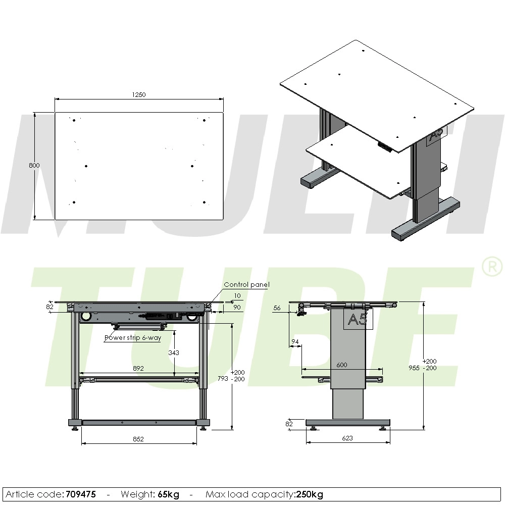 Flat adjustable worktable | 709475