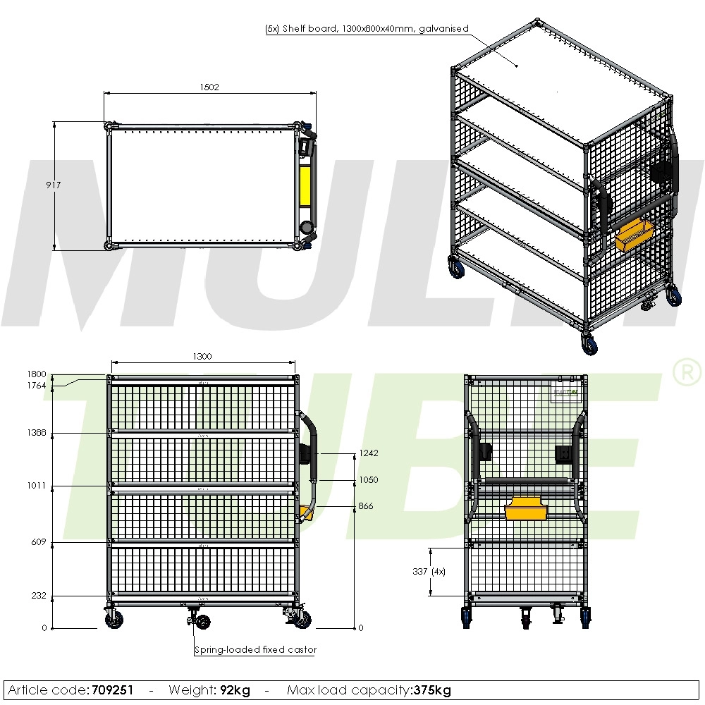 Picking trolley with mesh wall | 709251