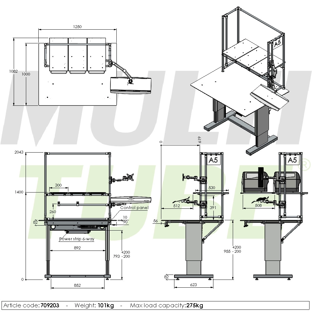 Regulowany stół do pakowania | 709203