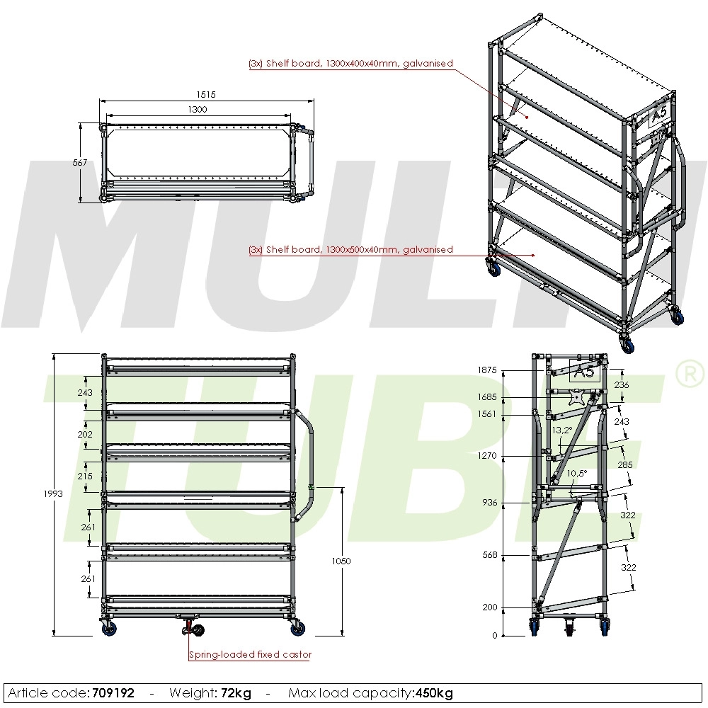 Skośne półki do kompletacji zamówień | 709192