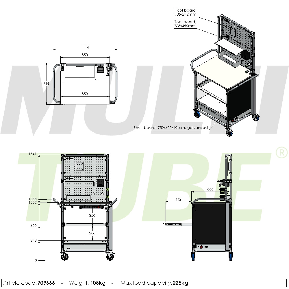 Mobiele werkplek met accu | 709666