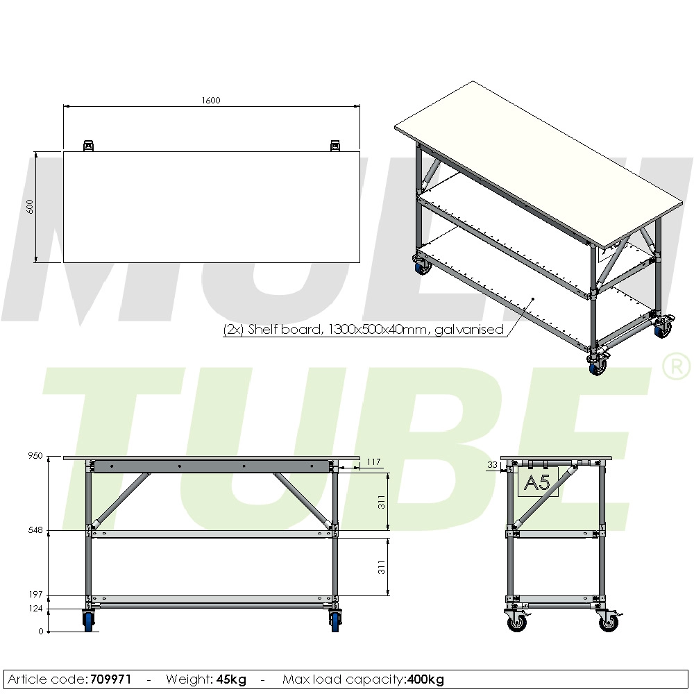 Płaski mobilny stół roboczy | 709971