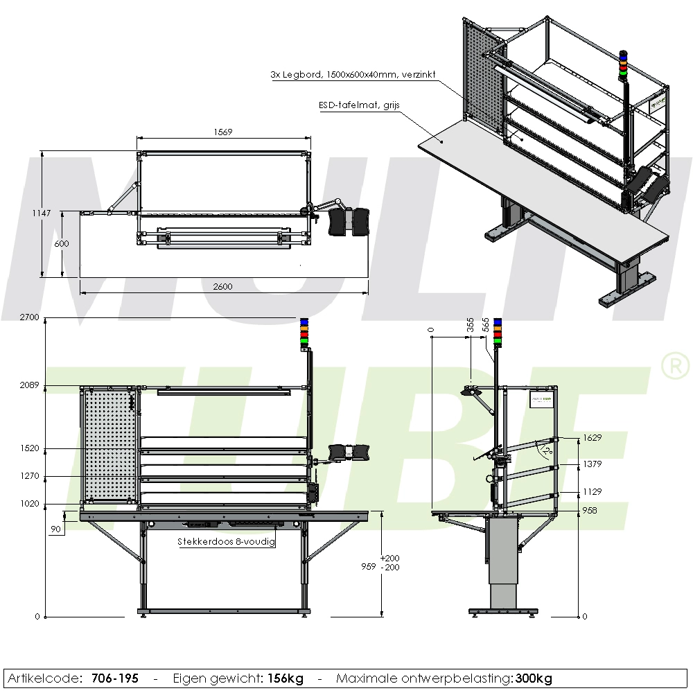 Height adjustable workbench | 706-195