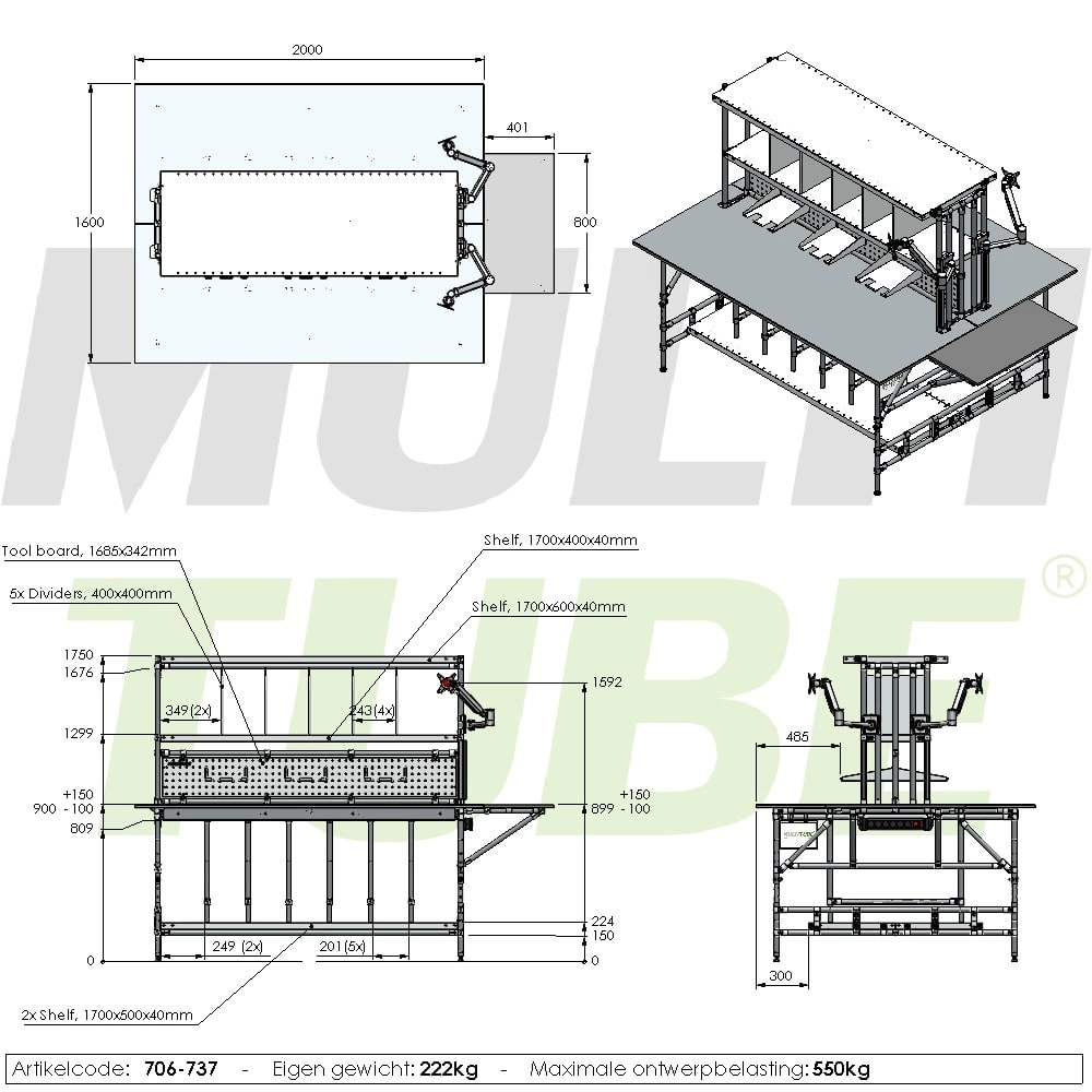 Dubbele werktafel | 706-737