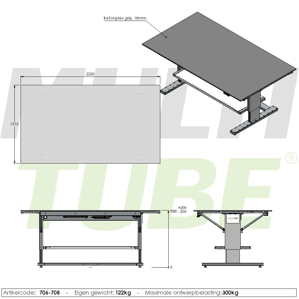 Verstelbare werktafel | 706-708