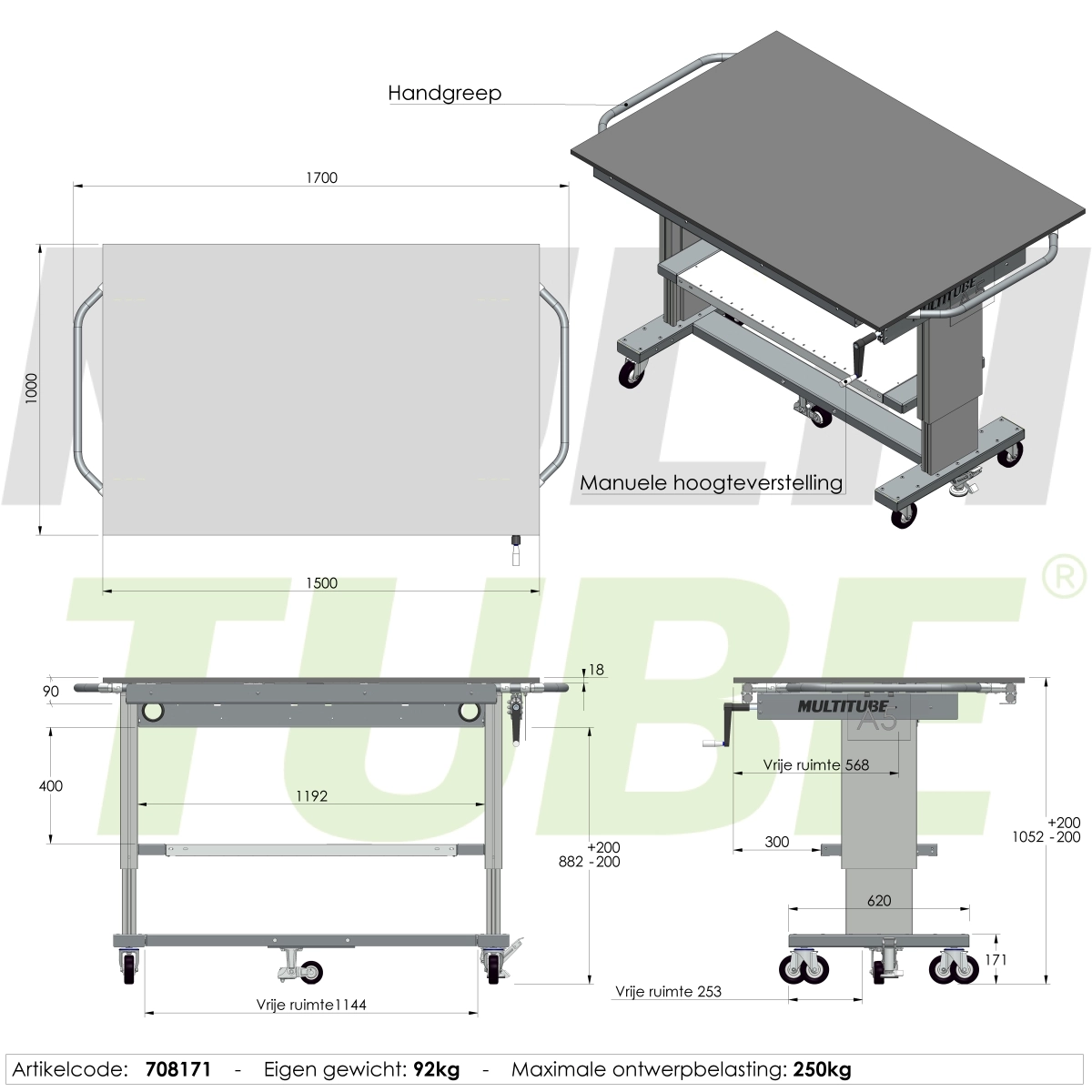 Mobiele verstelbare werktafel | 708171