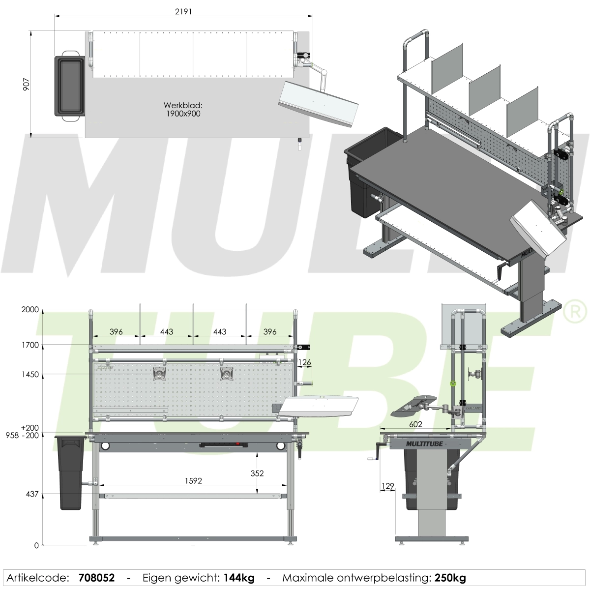 Verstelbaar pakstation | 708052