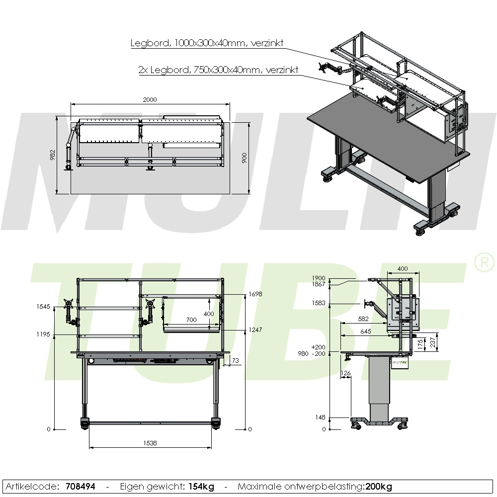 Electrically adjustable workbench | 708494