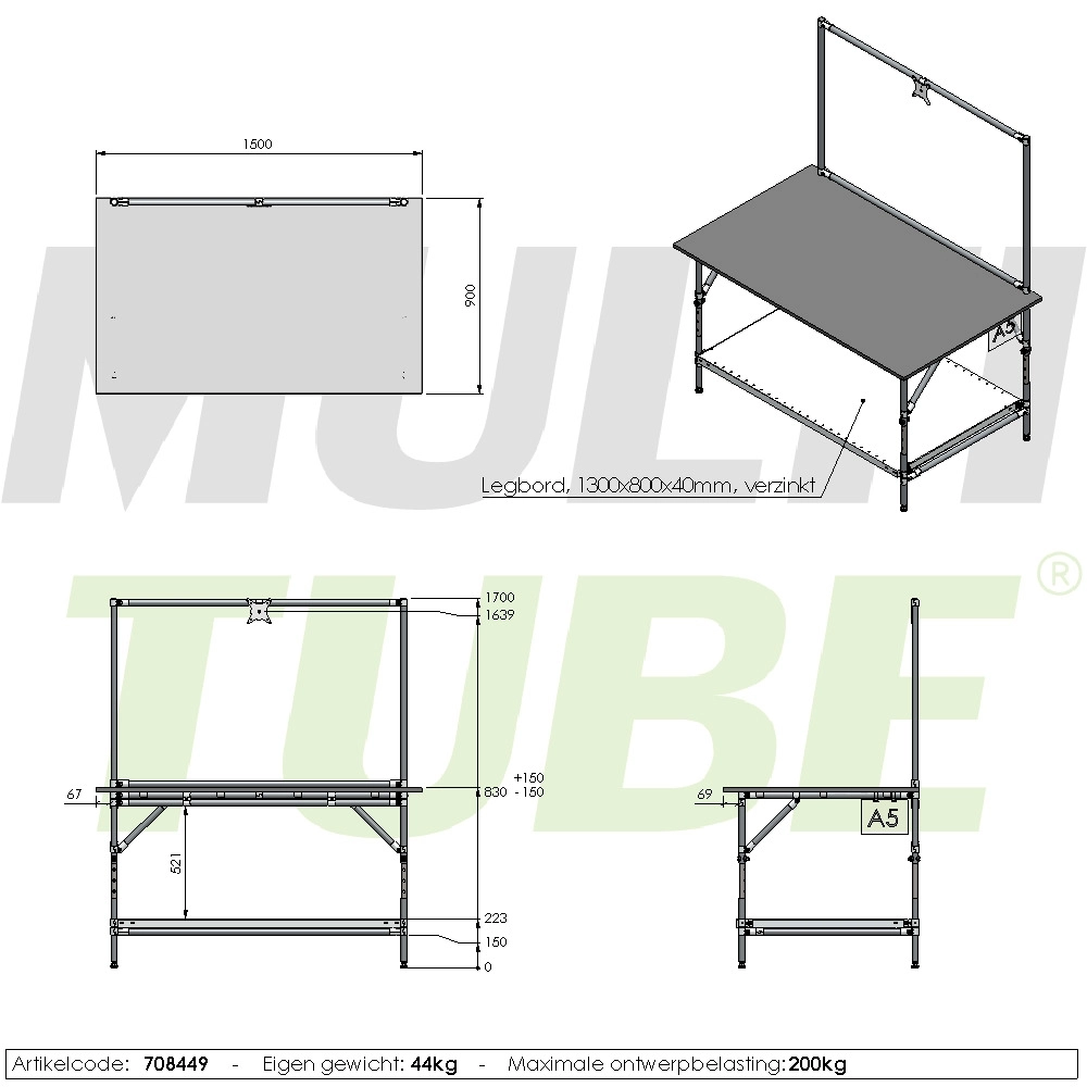 Height-adjustable computer table | 708449
