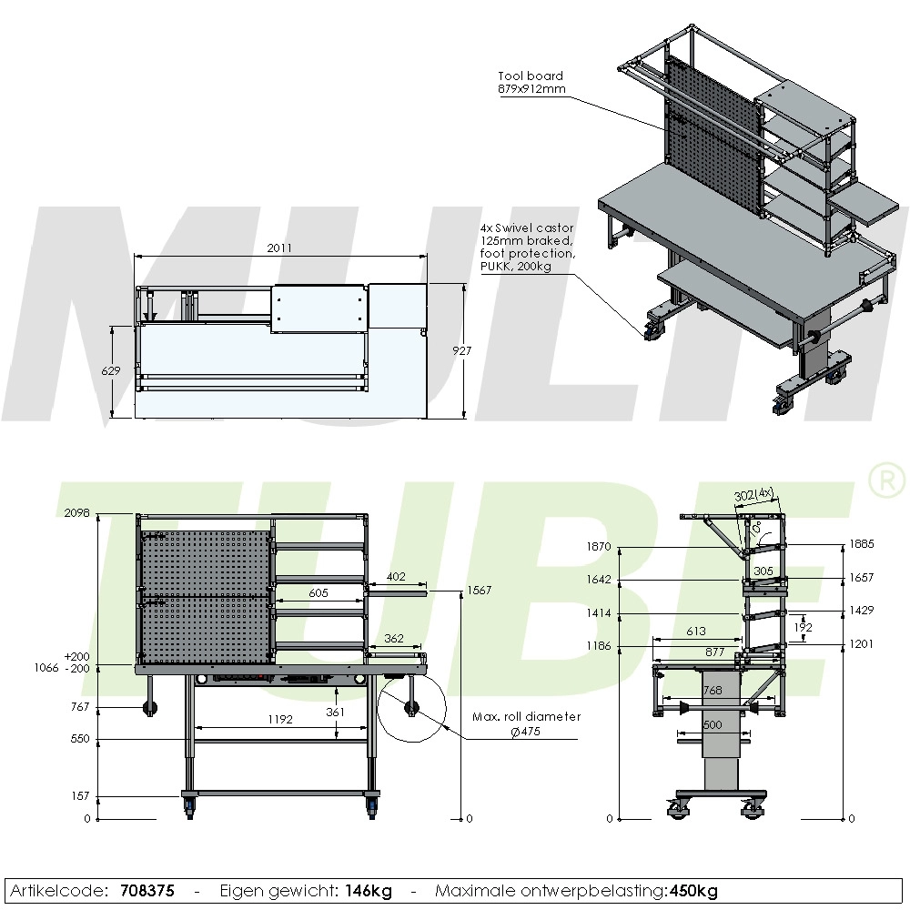 Electrically adjustable packing station | 708375