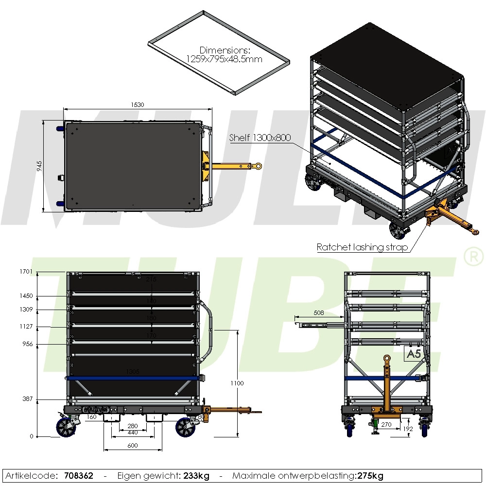 Shelf cart for tugger | 708362