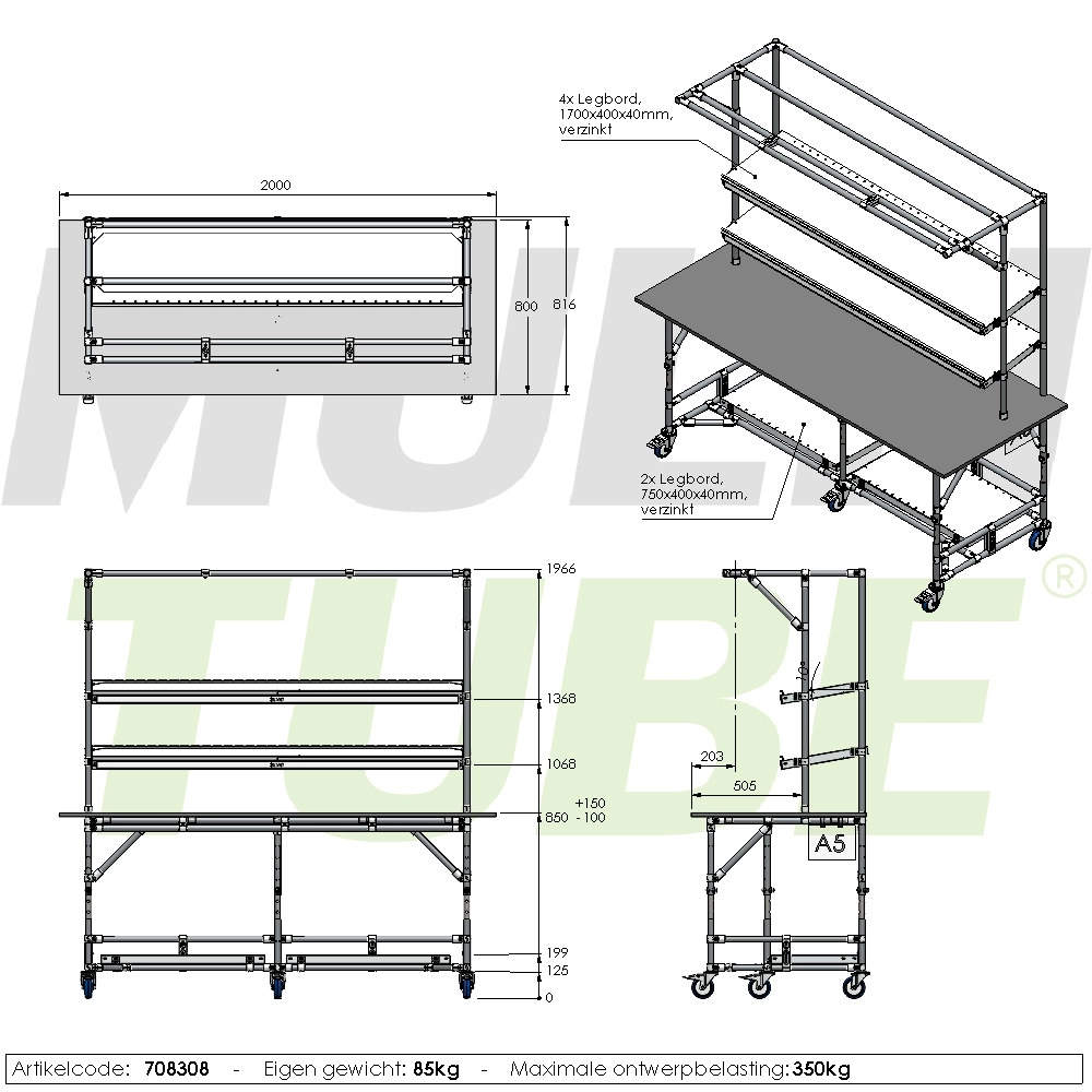 In hoogte Verstelbare inpaktafel | 708308