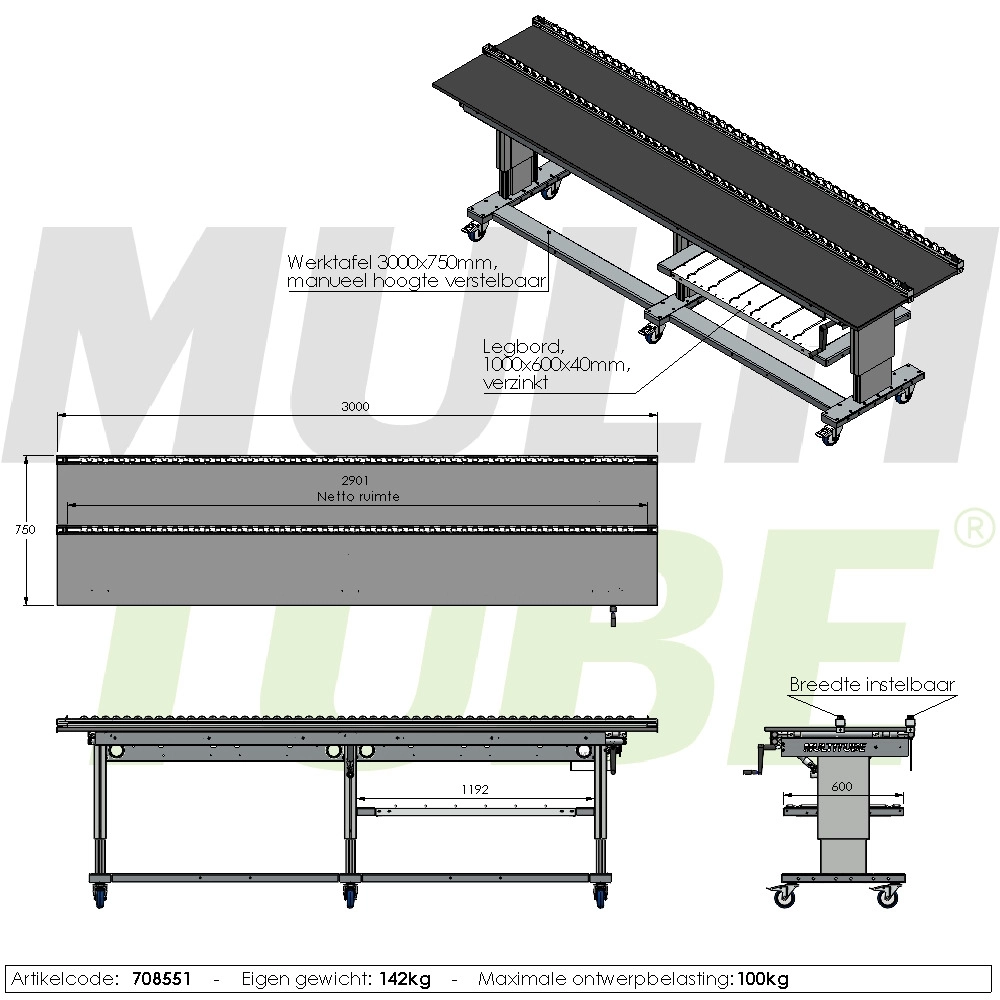 Manueel verstelbare werktafel | 708551