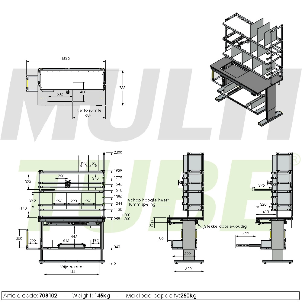 Adjustable packing table | 708102