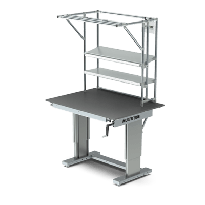 Manual height adjustable workbench